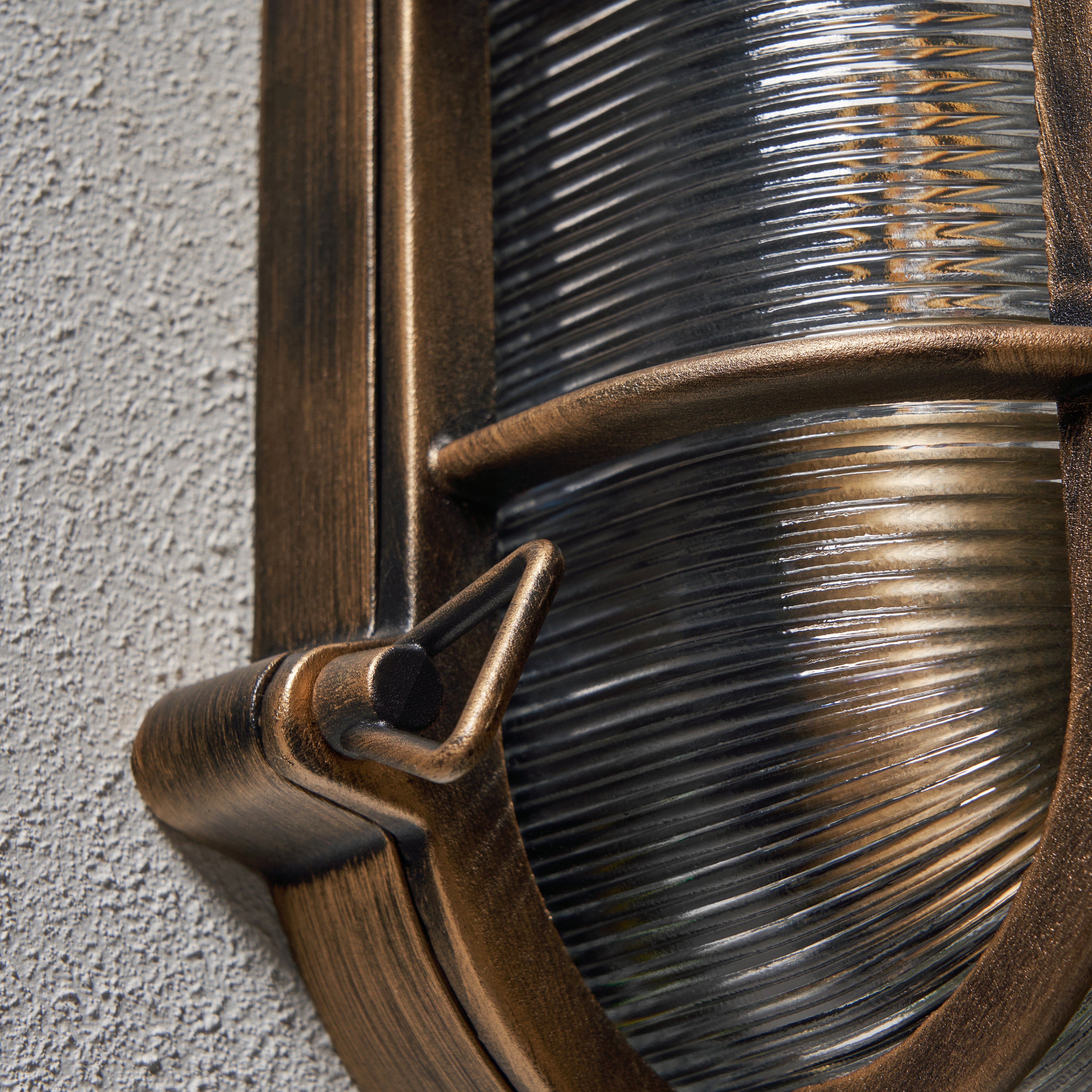 Forum ZN-44230-GLD Davey Outdoor Caged Oval Bulkhead Wall Light, Gold