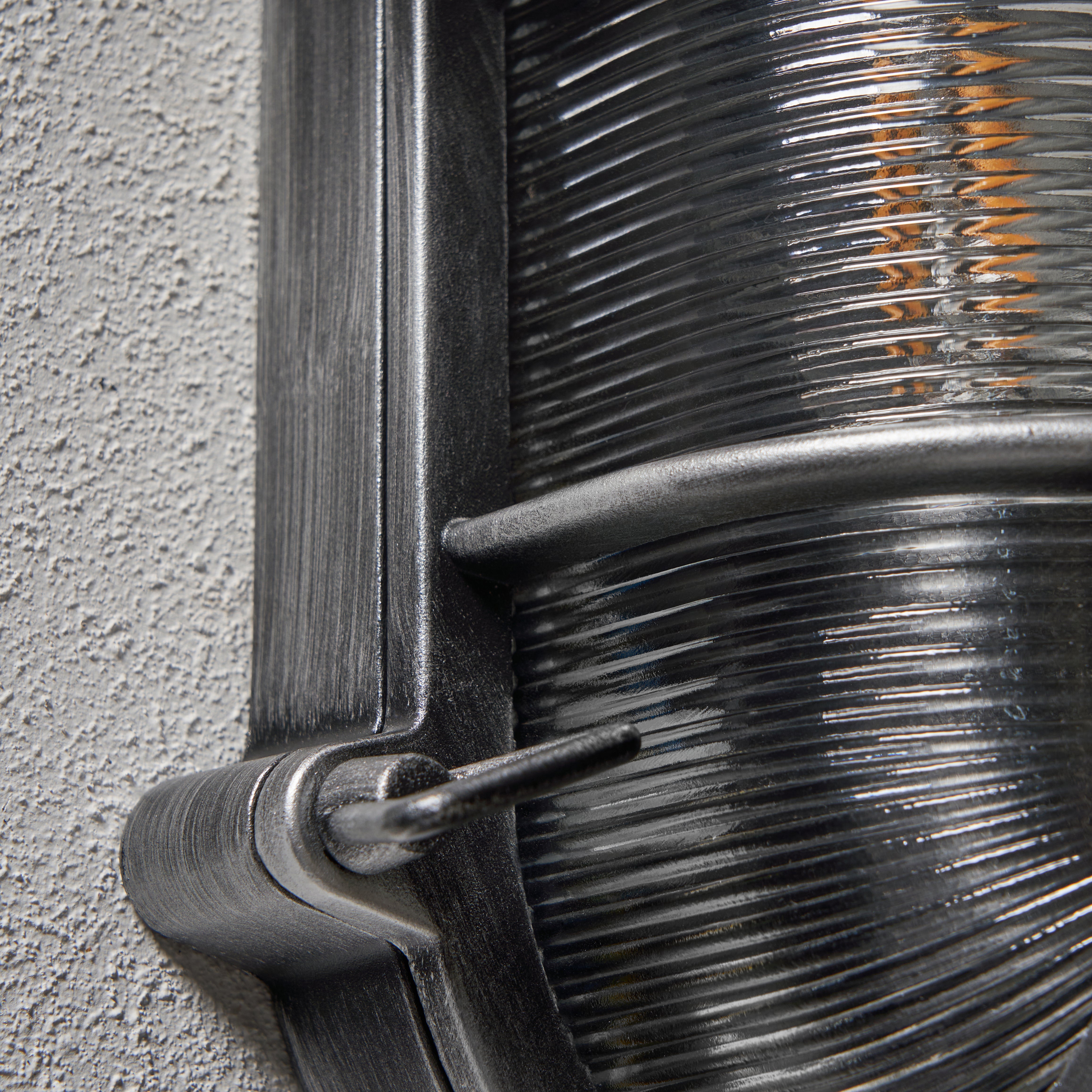 Forum ZN-44230-SIL Davey Outdoor Caged Oval Bulkhead Wall Light, Silver