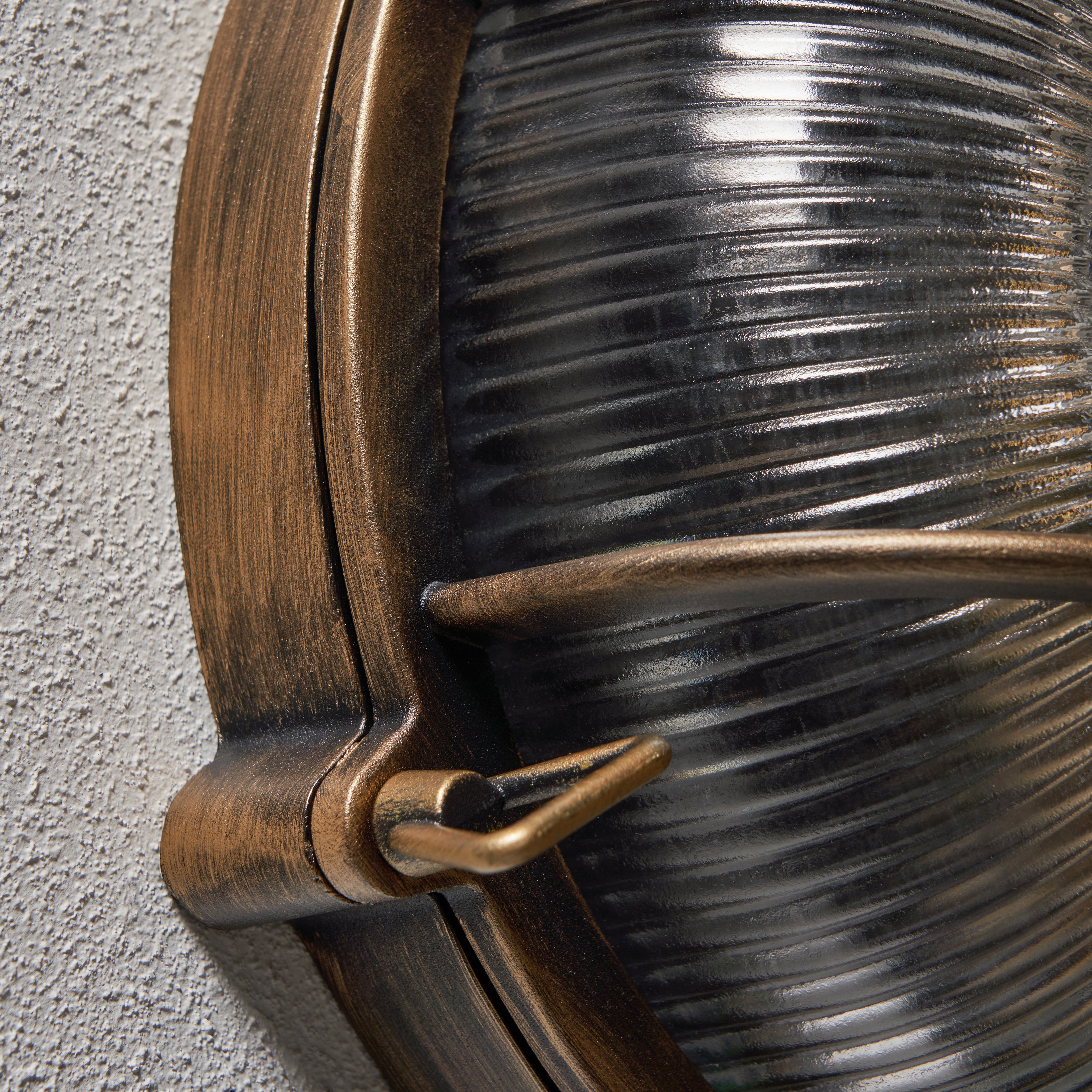 Forum ZN-44231-GLD Gali Outdoor Caged Round Bulkhead Wall Light, Gold