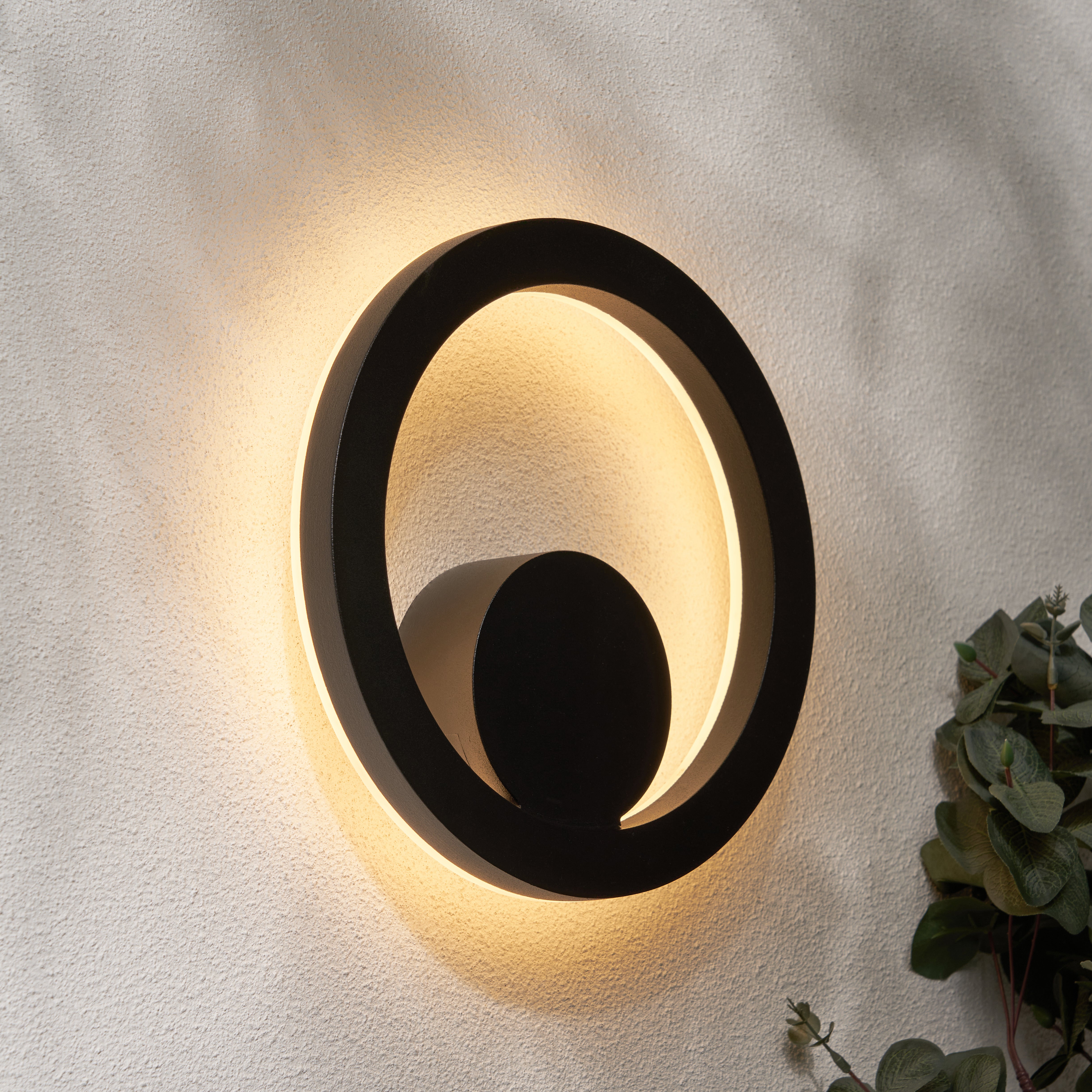 Forum ZN-44251-BLK Eclipse Outdoor LED Circular Wall Light, Black