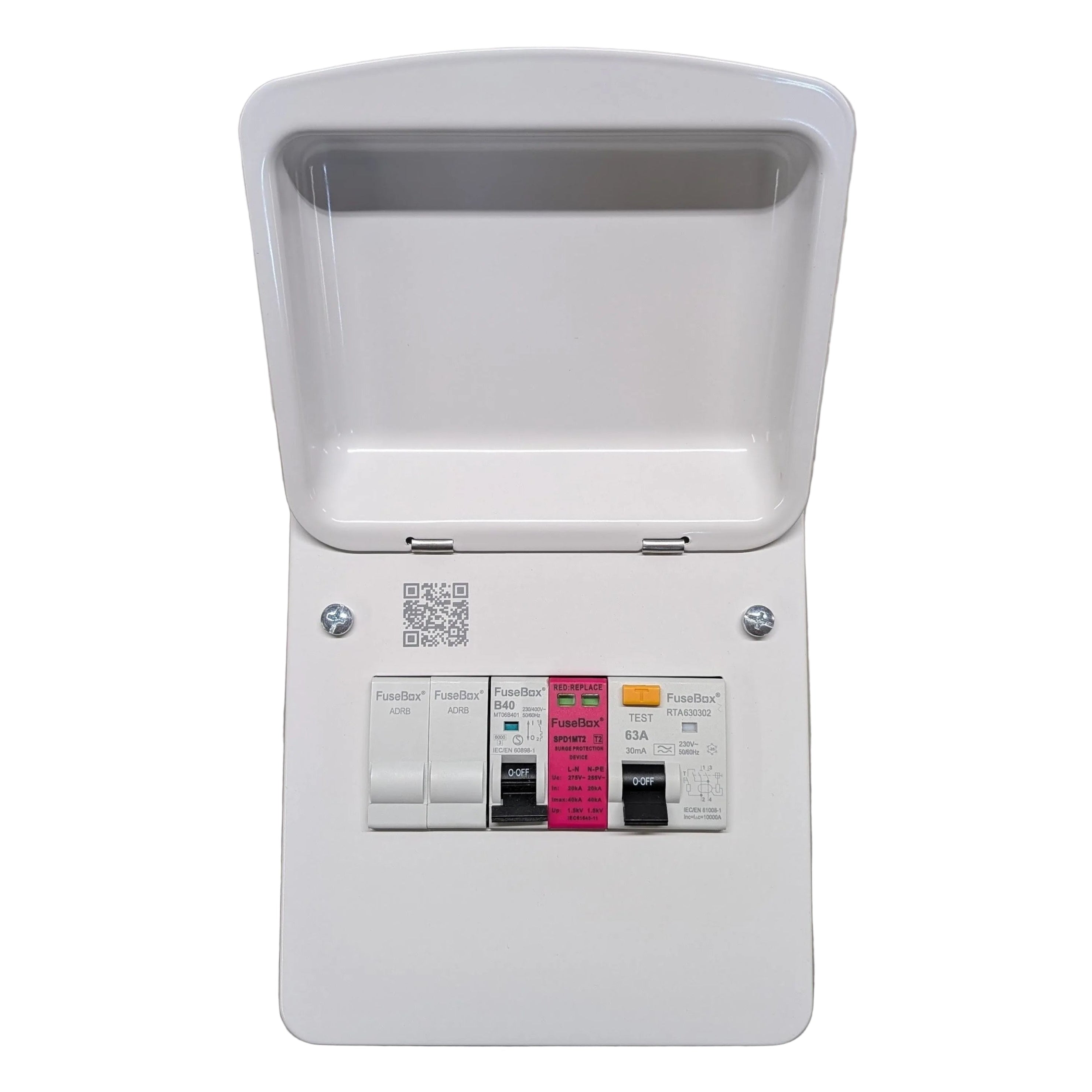 FuseBox EV40RAZ EV Charger Distribution Board Type A 63A 30mA RCD, 40A MCB & SPD