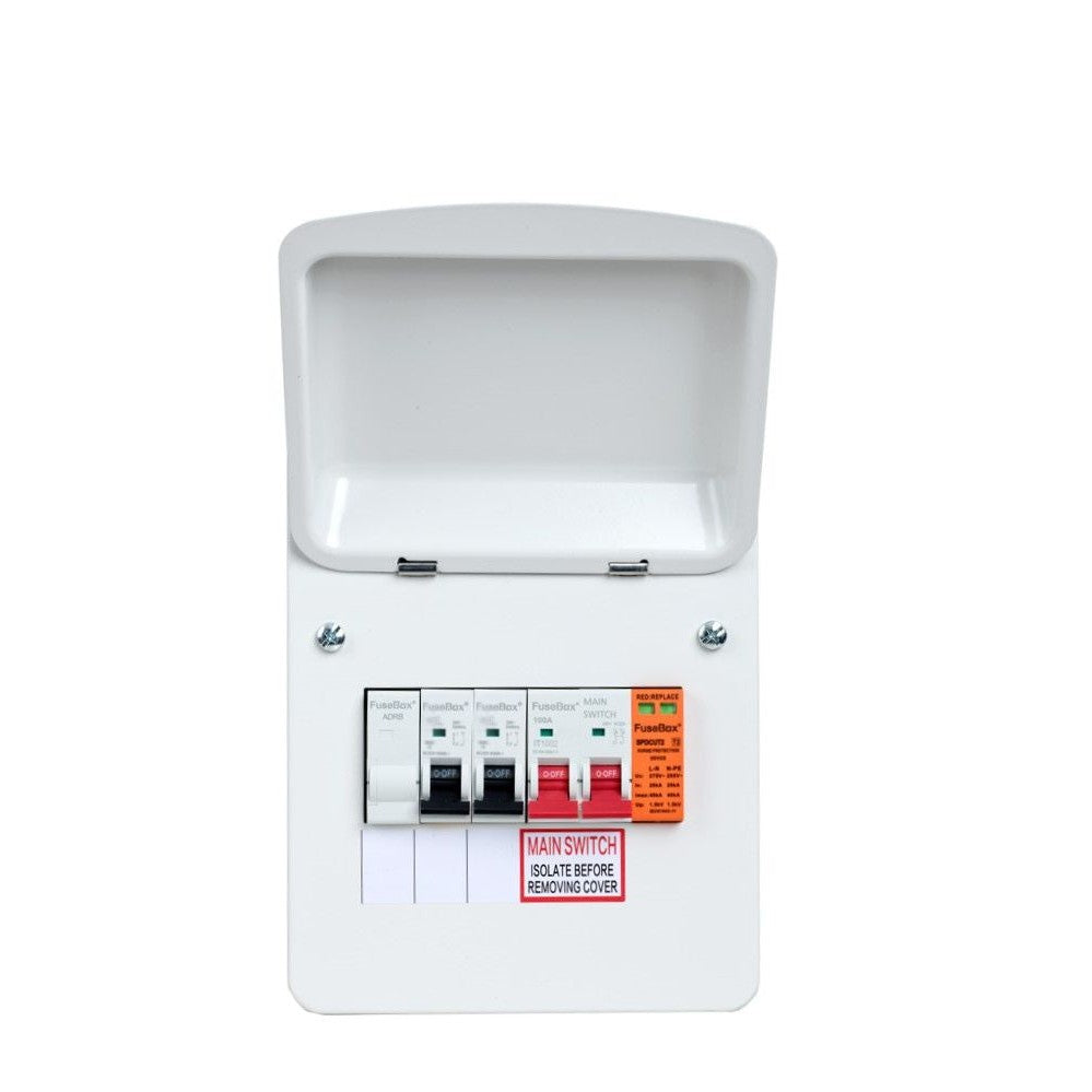 FuseBox EV40RAX EV Charger Distribution Board Type A 63A 30mA RCD, 40A MCB & SPD