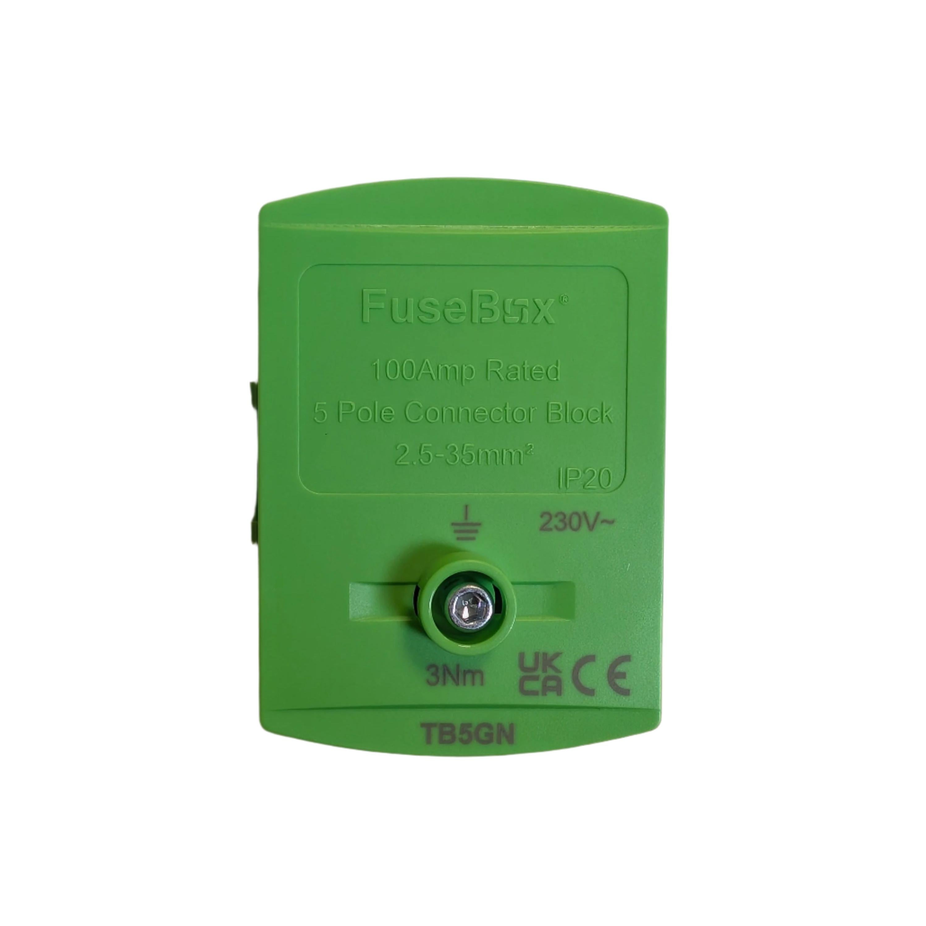 Fusebox TB5GN 100A Single Pole Connector Block Green