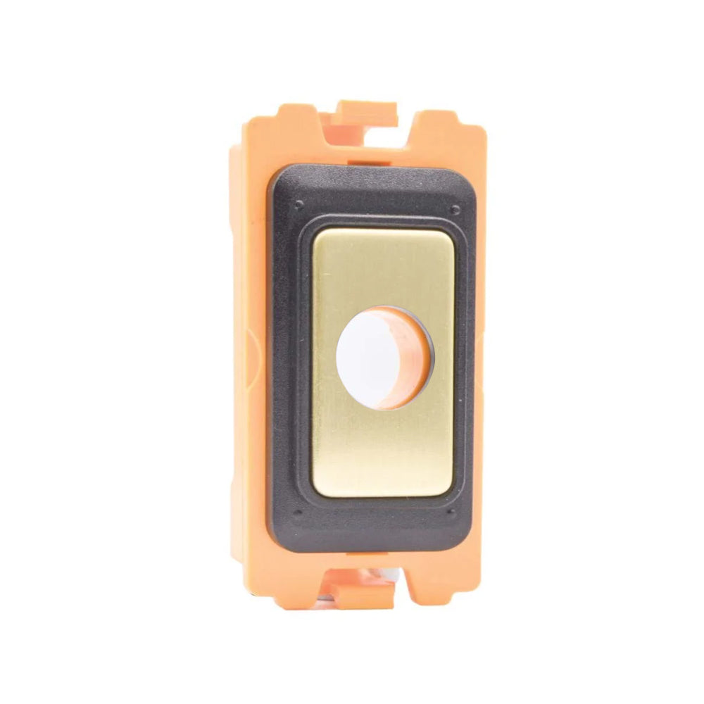 GRID-IT FL FLCO-SB 20A Cable Outlet (10mm) Module + Bezel with Satin Brass/Black/White Inserts