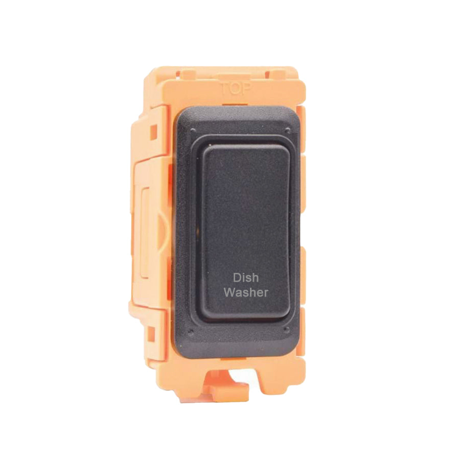 GRID-IT FL FLDP-BL-BL-DW 20AX Double Pole Rocker Module + Printed Legend with Black/Black Inserts