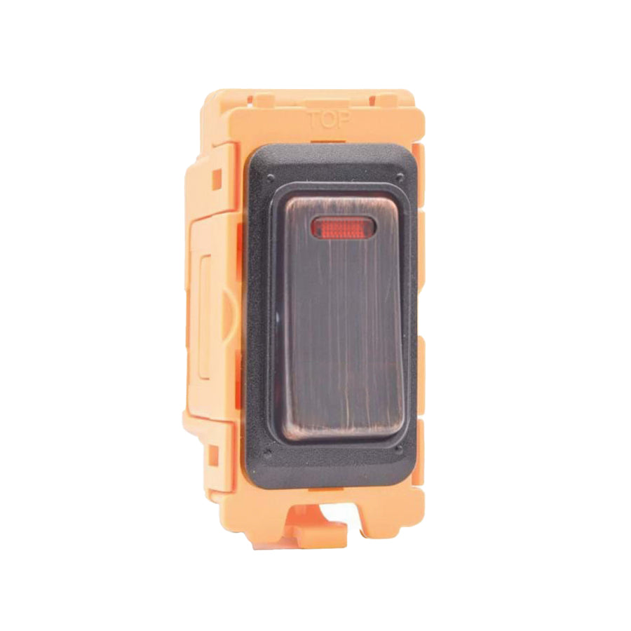 GRID-IT FL FLDPN-EB 20AX Double Pole Rocker + Neon Module + Bezel with Etrium Bronze/Black Inserts