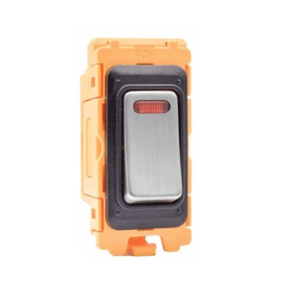 GRID-IT FL FLDPN-SS 20AX Double Pole Rocker + Neon Module + Bezel with Satin Steel/Black/White/Quartz Grey Inserts