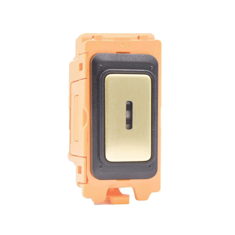 GRID-IT FL FLKDP-SB 20AX Double Pole Key Switch Module + Bezel with Satin Brass/Black/White Inserts