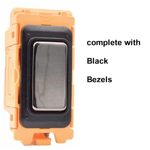 GRID-IT FL FLR2W-BK 20A Retractive 2 Way + Off Rocker Module + Bezel with Black Nickel/Black Inserts