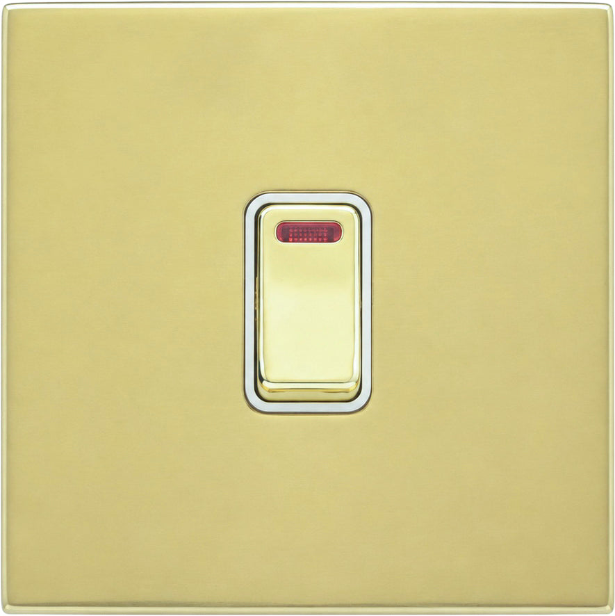 Hamilton 71CDPNPB-W Hartland CFX Polished Brass 1 gang 20AX Double Pole Rocker and Neon Polished Brass/White