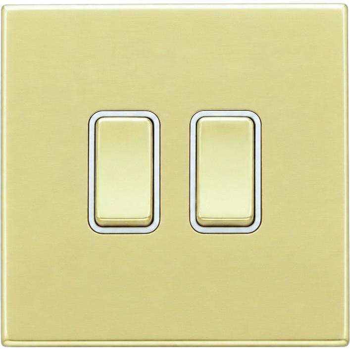 Hamilton 71CR222PB-W Hartland CFX Polished Brass 2 gang 20AX 2 Way Rocker Polished Brass/White