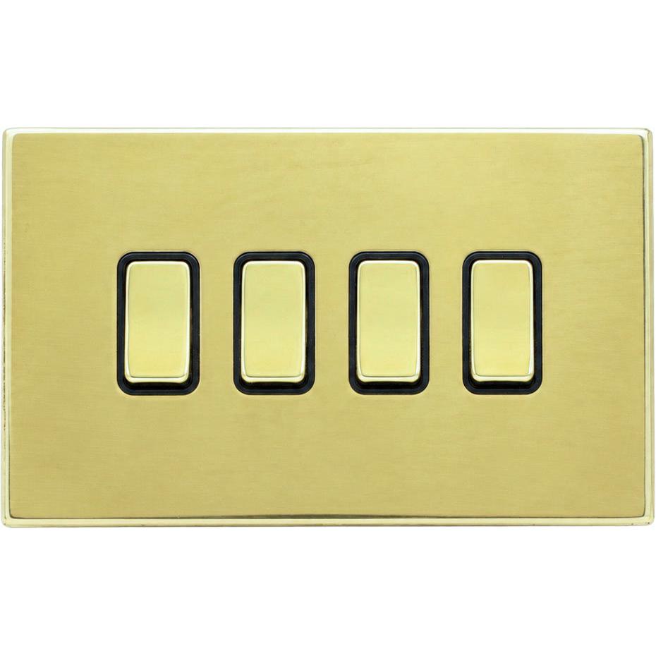 Hamilton 71CR242PB-B Hartland CFX Polished Brass 4 gang 20AX 2 Way Rocker Polished Brass/Black