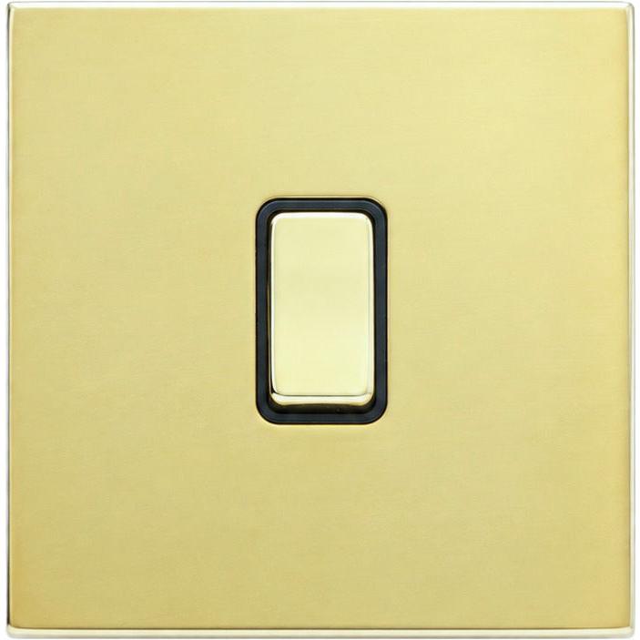 Hamilton 71CRTSPB-B Hartland CFX Polished Brass 1 gang 20AX Push To Make/Push to Break Retractive Rocker Polished Brass/Black
