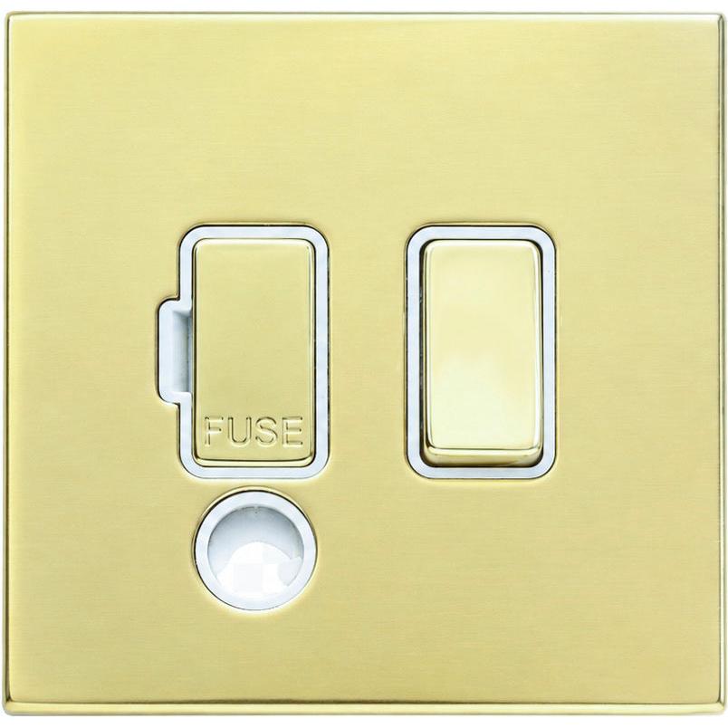 Hamilton 71CSPCPB-W Hartland CFX Polished Brass 1 gang 13A Double Pole Fused Spur and Cable Outlet Polished Brass/White