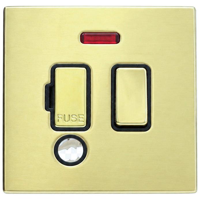 Hamilton 71CSPNCPB-B Hartland CFX Polished Brass 1 gang 13A Double Pole Fused Spur and Neon & Cable Outlet Polished Brass/Black
