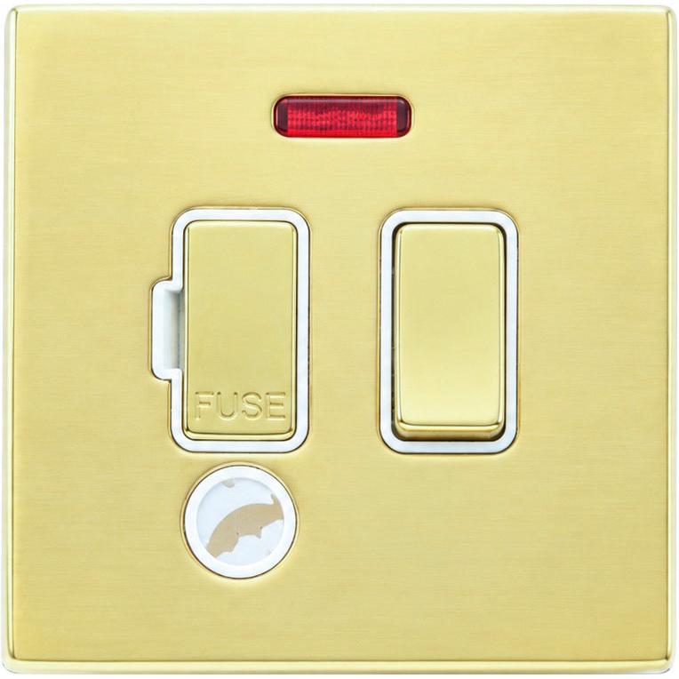 Hamilton 71CSPNCPB-W Hartland CFX Polished Brass 1 gang 13A Double Pole Fused Spur and Neon & Cable Outlet Polished Brass/White