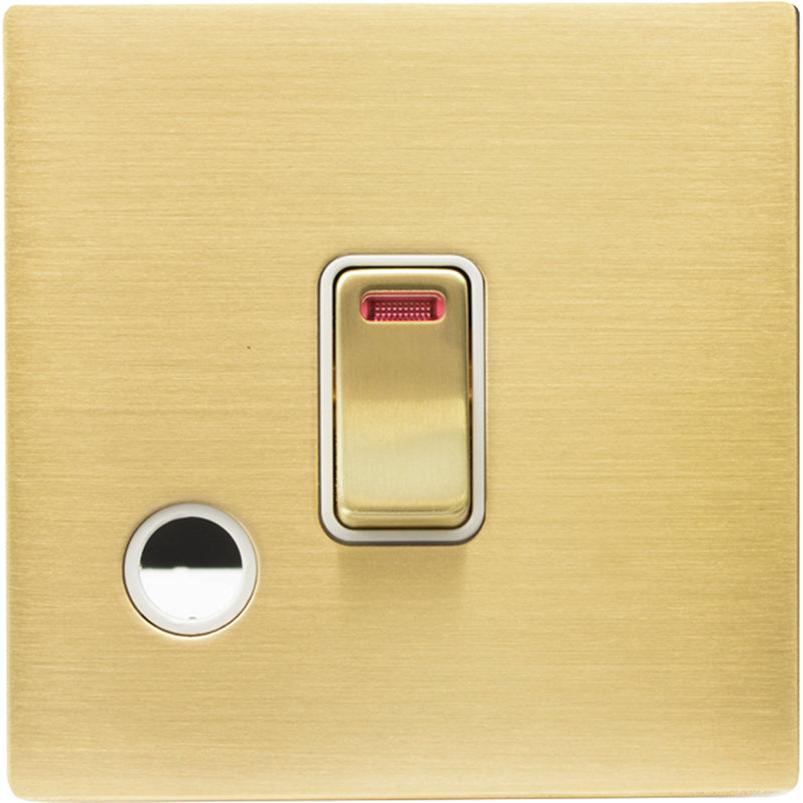 Hamilton 72CDPNCSB-W Hartland CFX Satin Brass 1 gang 20AX Double Pole Rocker and Neon and Cable Outlet Satin Brass/White