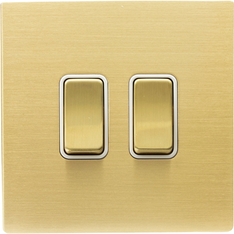 Hamilton 72CR212R312SB-W Hartland CFX Satin Brass 1 gang 20AX 2 Way Rocker + 1 gang 20AX Intermediate Rocker Satin Brass/White