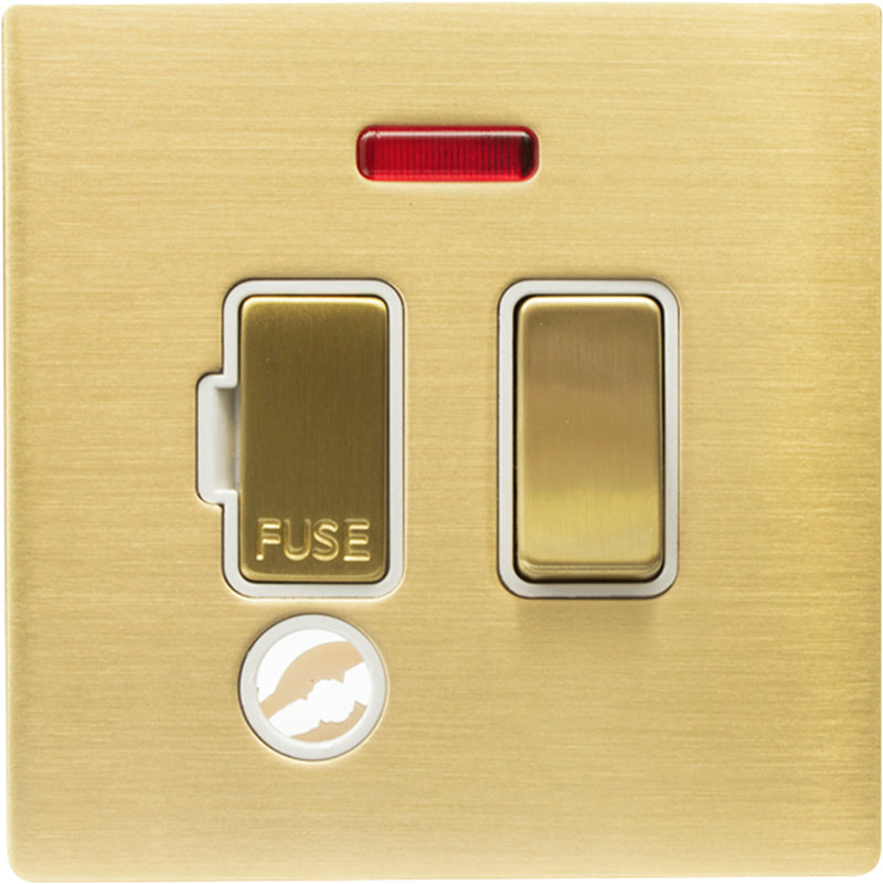 Hamilton 72CSPNCSB-W Hartland CFX Satin Brass 1 gang 13A Double Pole Fused Spur and Neon & Cable Outlet Satin Brass/White