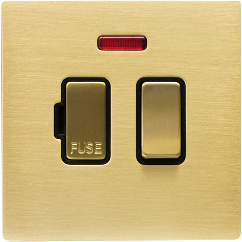 Hamilton 72CSPNSB-B Hartland CFX Satin Brass 1 gang 13A Double Pole Fused Spur and Neon Satin Brass/Black