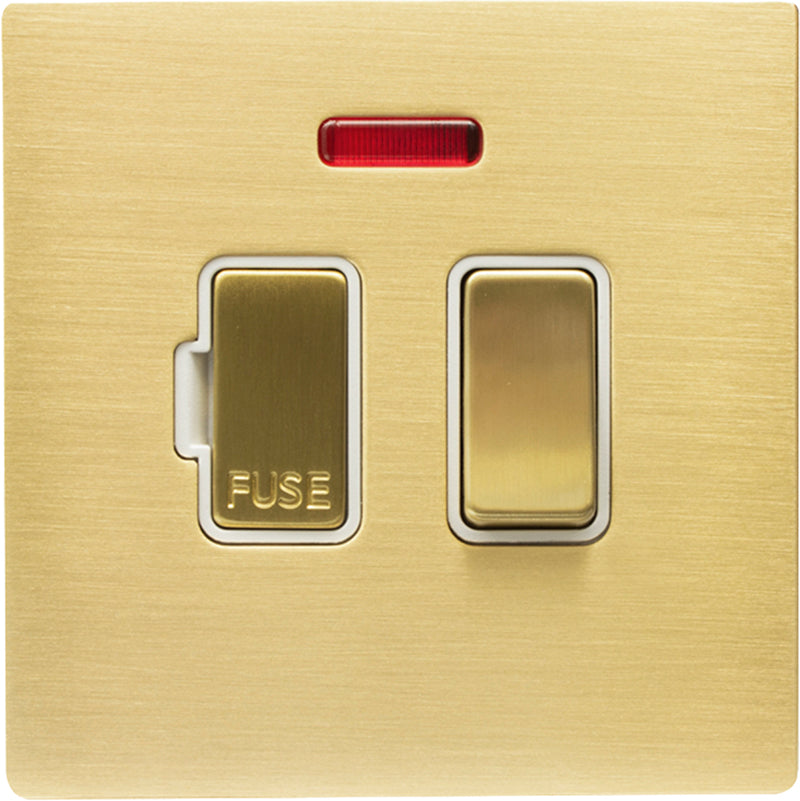 Hamilton 72CSPNSB-W Hartland CFX Satin Brass 1 gang 13A Double Pole Fused Spur and Neon Satin Brass/White