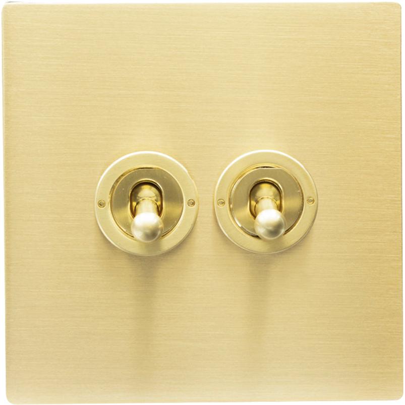 Hamilton 72CT22-C Hartland CFX Satin Brass 2 gang 20AX 2 Way Toggle Satin Brass c/w SB Classic Toggle