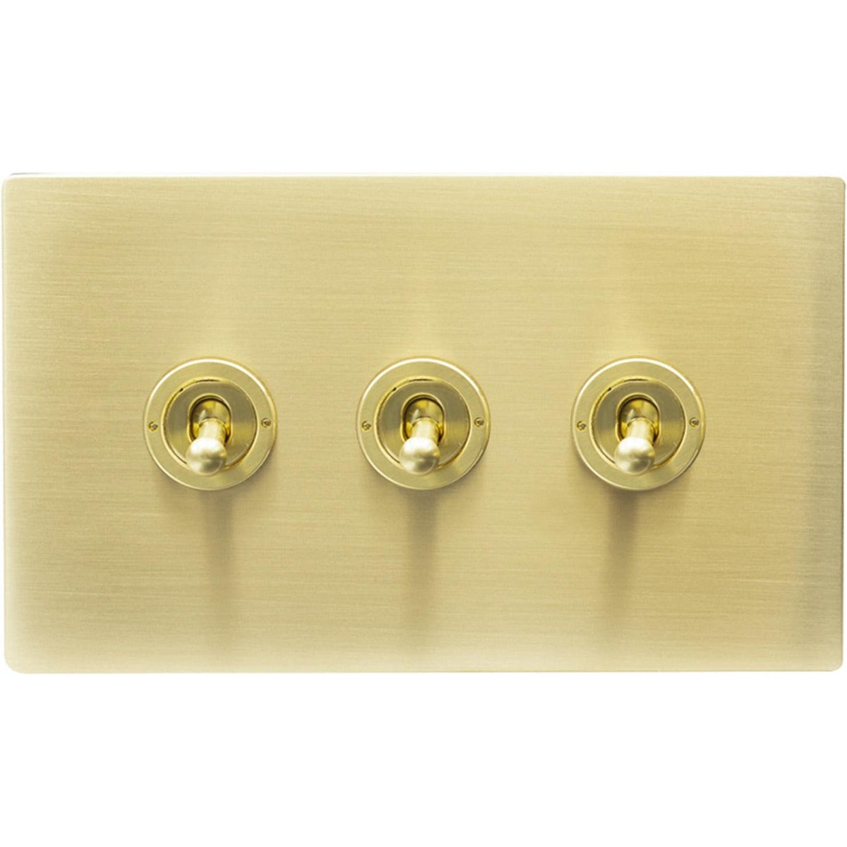 Hamilton 72CT23-C Hartland CFX Satin Brass 3 gang 20AX 2 Way Toggle Satin Brass c/w SB Classic Toggle