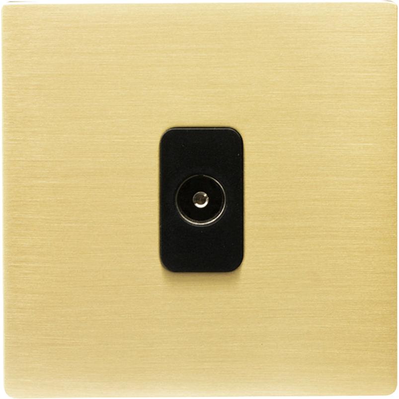 Hamilton 72CTVB Hartland CFX Satin Brass 1 gang Non-Isolated Television 1in/1out Black