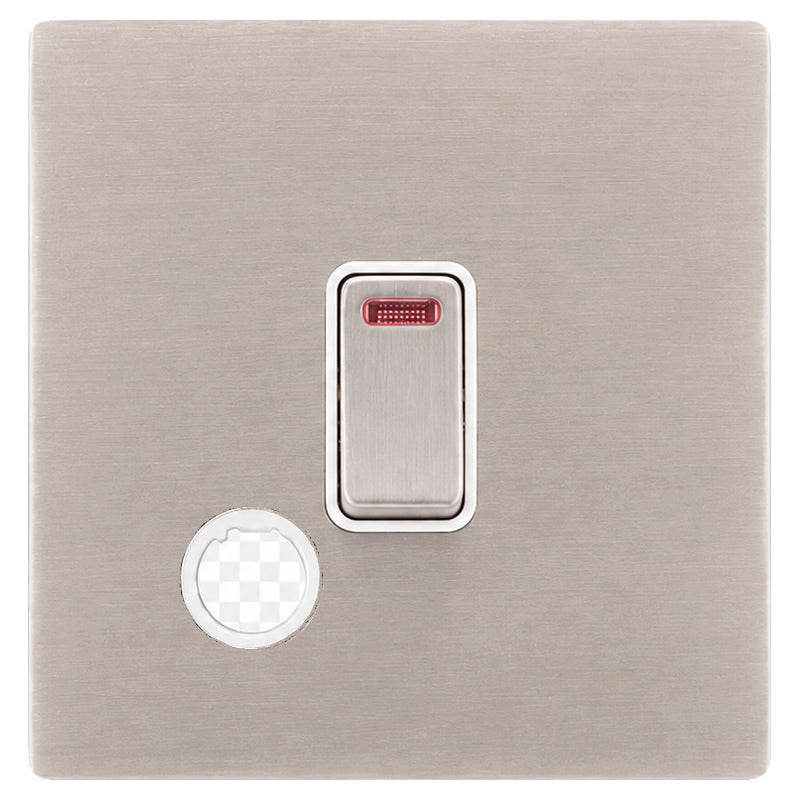 Hamilton 74CDPNCSS-W Hartland CFX Satin Steel Effect 1 gang 20AX Double Pole Rocker and Neon and Cable Outlet Satin Steel/White