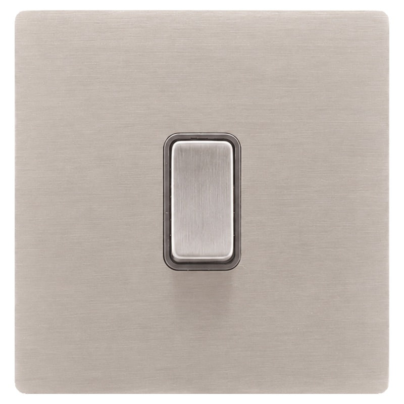 Hamilton 74CR212SS-QG Hartland CFX Satin Steel Effect 1 gang 20AX 2 Way FL Rocker Satin Steel/Quartz Grey