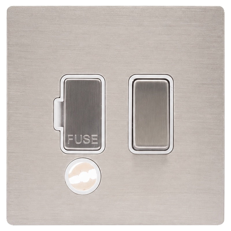 Hamilton 74CSPCSS-W Hartland CFX Satin Steel Effect 1 gang 13A Double Pole Fused Spur and Cable Outlet Satin Steel/White