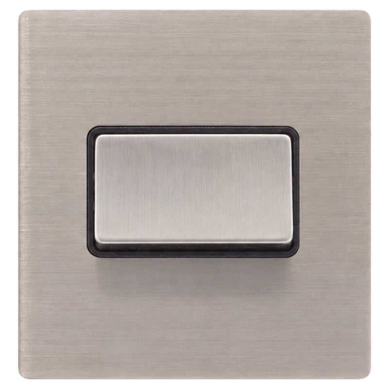Hamilton 74CTPSS-B Hartland CFX Satin Steel Effect 1 gang 10A Triple Pole Rocker Satin Steel/Black