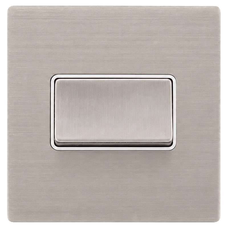 Hamilton 74CTPSS-W Hartland CFX Satin Steel Effect 1 gang 10A Triple Pole Rocker Satin Steel/White