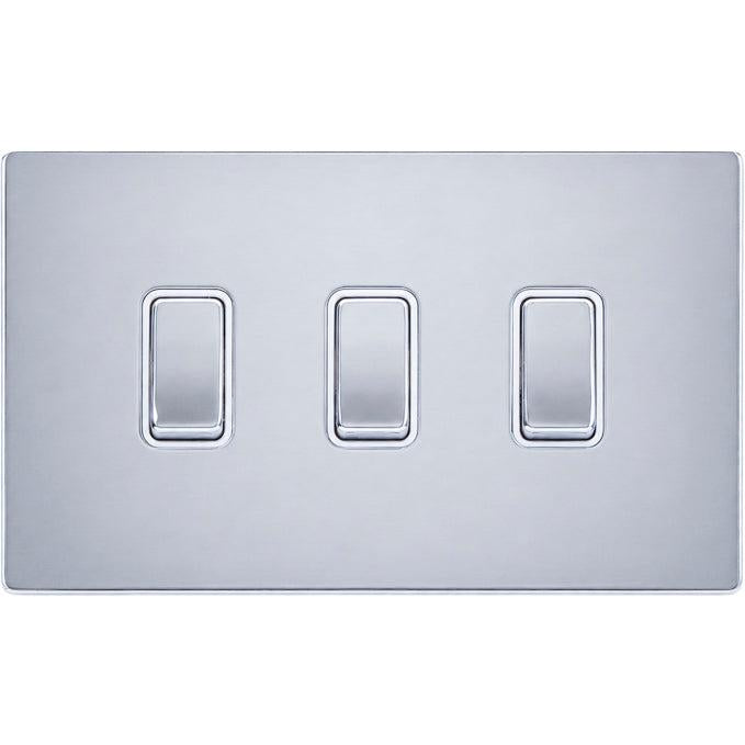 Hamilton 77CR232BC-W Hartland CFX Bright Chrome 3 gang 20AX 2 Way Rocker Bright Chrome/White
