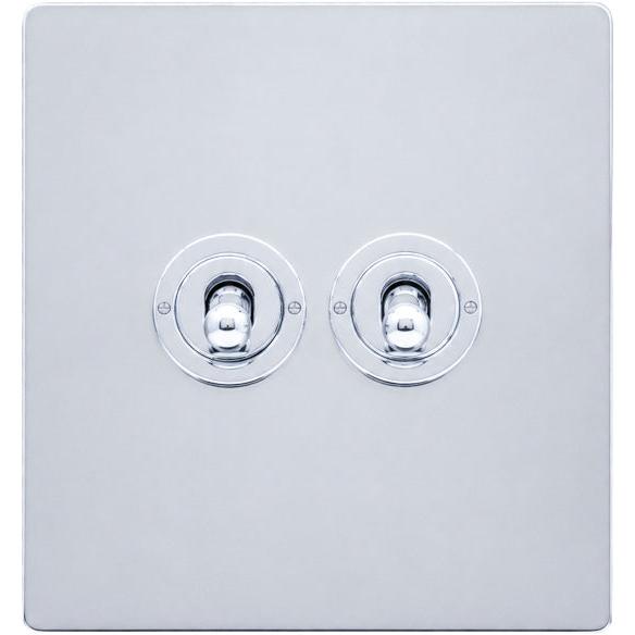 Hamilton 77CT22-C Hartland CFX Bright Chrome 2 gang 20AX 2 Way Toggle Bright Chrome c/w BC Classic Toggle