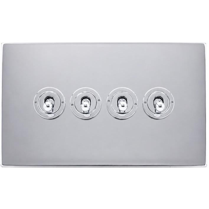Hamilton 77CT24-C Hartland CFX Bright Chrome 4 gang 20AX 2 Way Toggle Bright Chrome c/w BC Classic Toggle