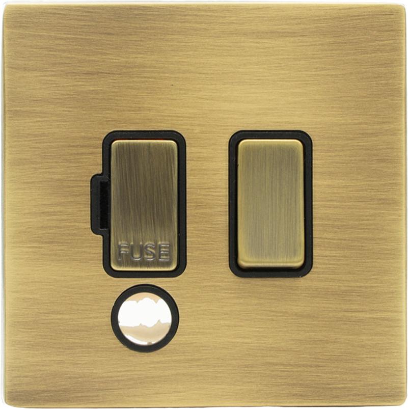 Hamilton 79CSPCAB-B Hartland CFX Antique Brass 1 gang 13A Double Pole Fused Spur and Cable Outlet Antique Brass/Black