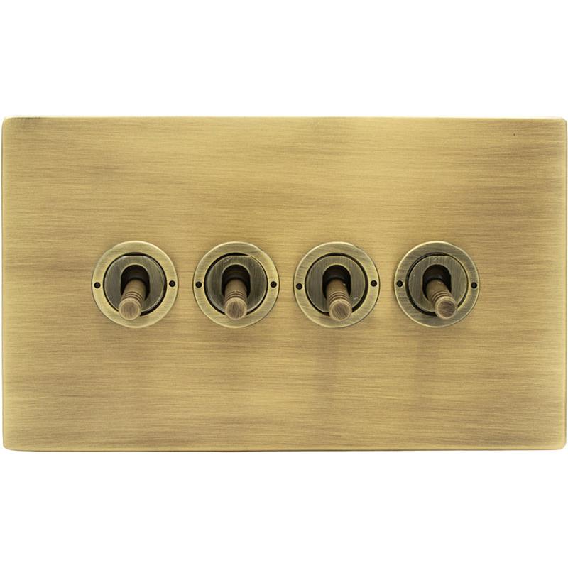 Hamilton 79CT24-3 Hartland CFX Antique Brass 4 gang 20AX 2 Way Toggle Antique Brass c/w AB 3Line Toggle