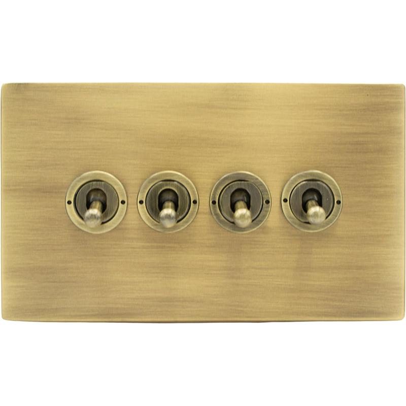 Hamilton 79CT24-C Hartland CFX Antique Brass 4 gang 20AX 2 Way Toggle Antique Brass c/w AB Classic Toggle