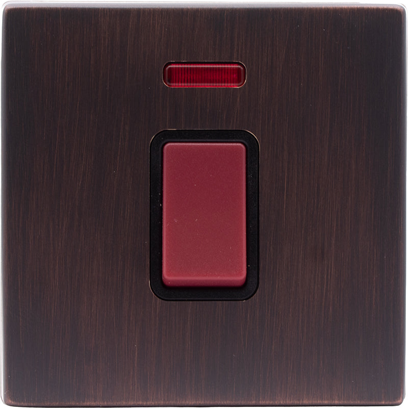 Hamilton 7EBC45NB Hartland CFX Etrium Bronze 1 gang 45A Double Pole Rocker and Neon Red/Black