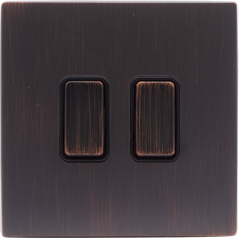 Hamilton 7EBCR222EB-B Hartland CFX Etrium Bronze 2 gang 20AX 2 Way Rocker Etrium Bronze/Black