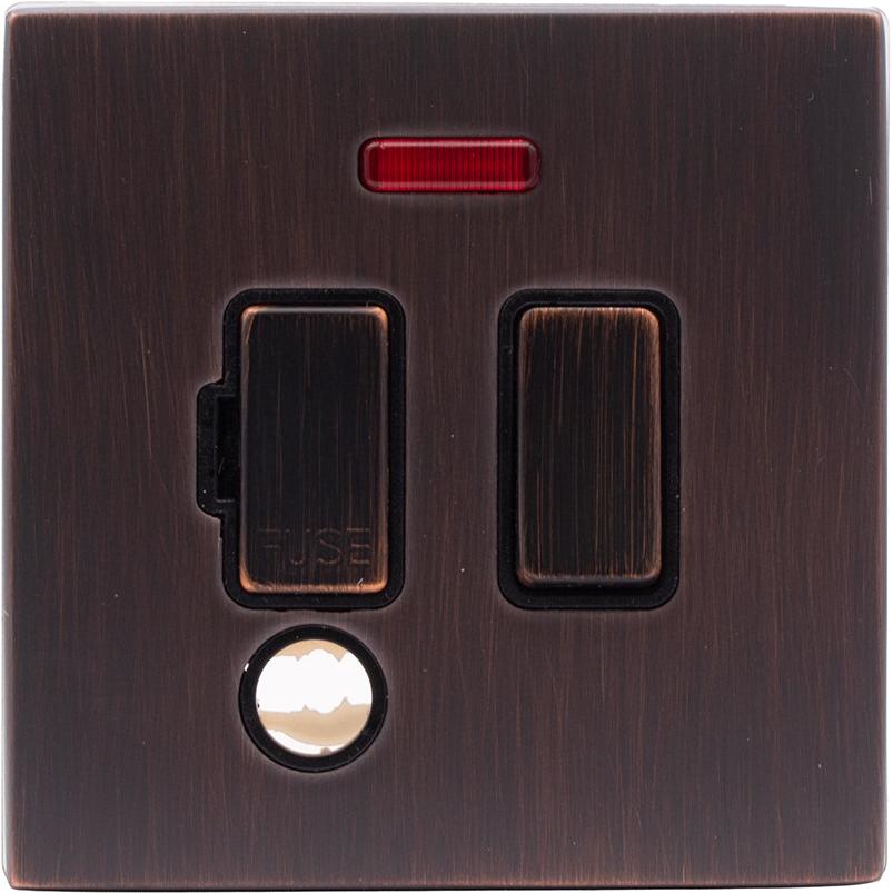 Hamilton 7EBCSPNCEB-B Hartland CFX Etrium Bronze 1 gang 13A Double Pole Fused Spur and Neon & CEBle Outlet Etrium Bronze/Black