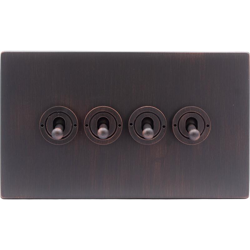 Hamilton 7EBCT24-C Hartland CFX Etrium Bronze 4 gang 20AX 2 Way Toggle Etrium Bronze c/w EB Classic Toggle