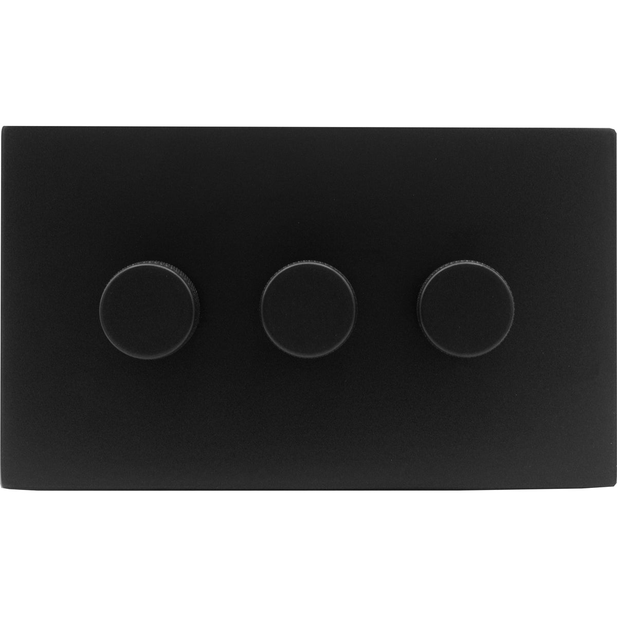 Hamilton 7MBC3XLEDITB250-K Hartland CFX Matt Black 3g 250W LED 2 Way Push On/Off Rotary Dimmer Matt Black per gang c/w BL Knurled Knob