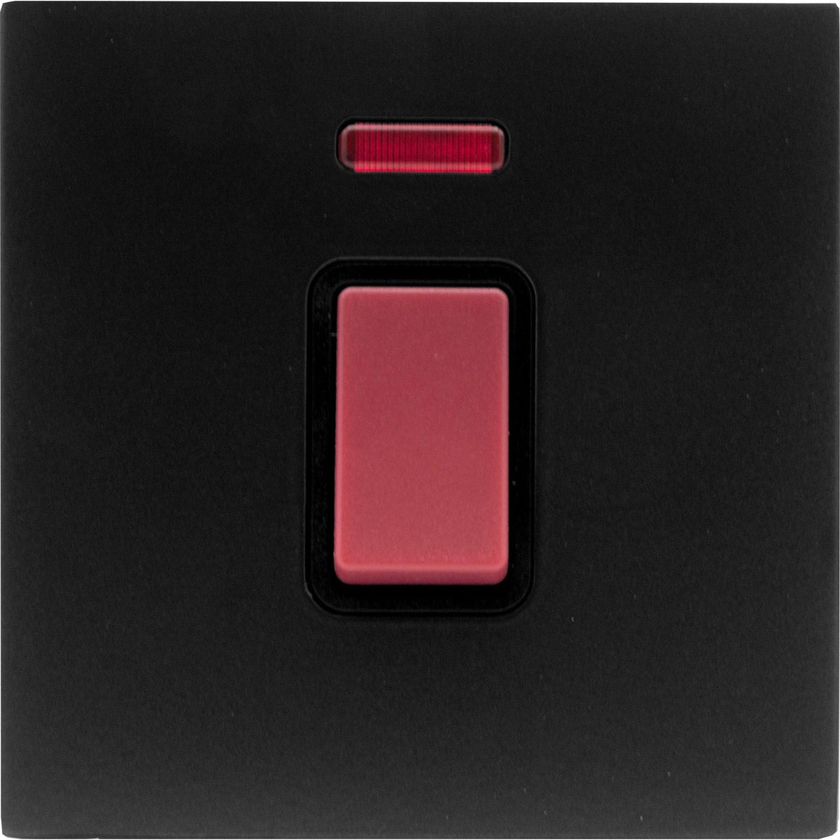 Hamilton 7MBC45NB Hartland CFX Matt Black 1 gang 45A Double Pole Rocker and Neon Red/Black
