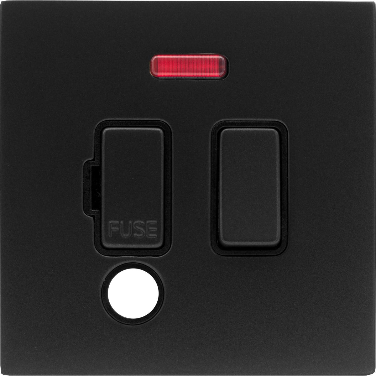 Hamilton 7MBCSPNCBL-B Hartland CFX Matt Black 1 gang 13A Double Pole Fused Spur and Neon & Cable Outlet Black/Black