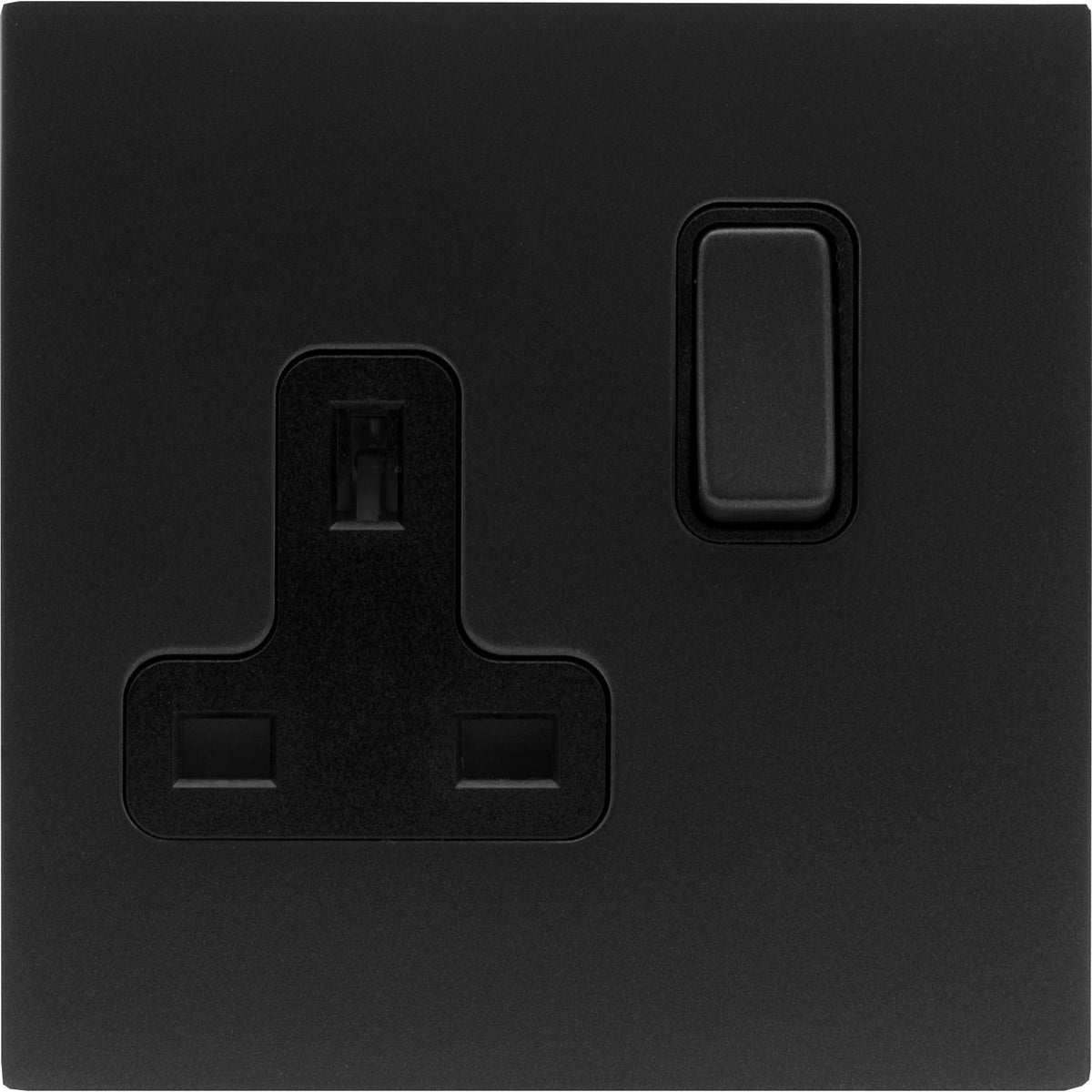 Hamilton 7MBCSS1BL-B Hartland CFX Matt Black 1 gang 13A Double Pole Switched Socket Matt Black/Black