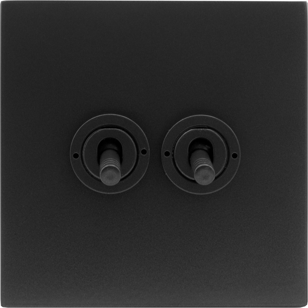 Hamilton 7MBCT22-3 Hartland CFX Matt Black 2 gang 20AX 2 Way Toggle Matt Black c/w MB 3Line Toggle