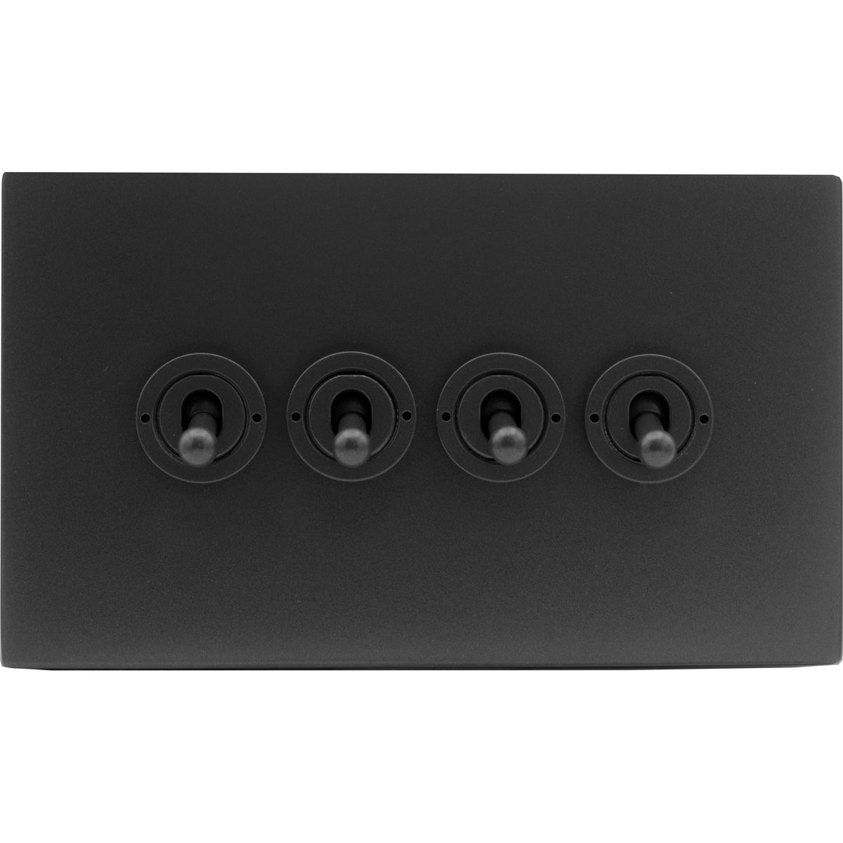 Hamilton 7MBCT24-C Hartland CFX Matt Black 4 gang 20AX 2 Way Toggle Matt Black c/w MB Classic Toggle