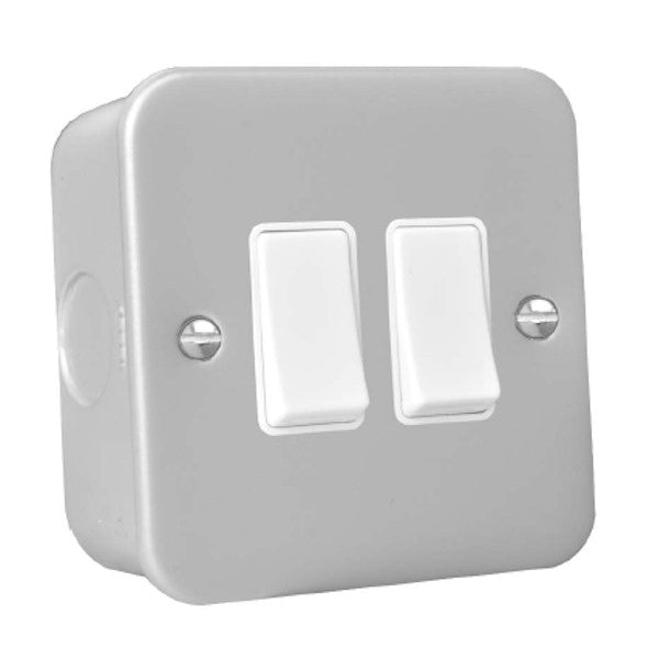 Hamilton MCR22WH-W Metal Clad 2 Gang 2 Way Switch